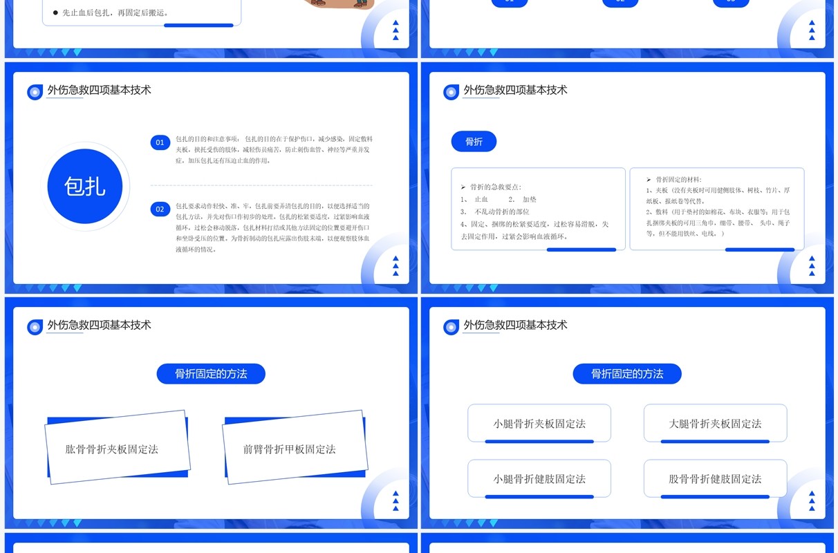 蓝色简约风急救知识培训PPT模板