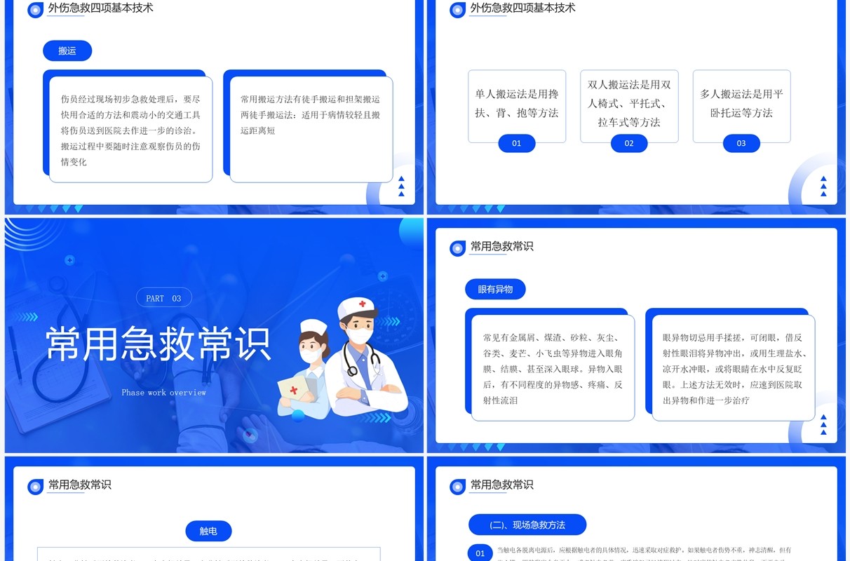 蓝色简约风急救知识培训PPT模板