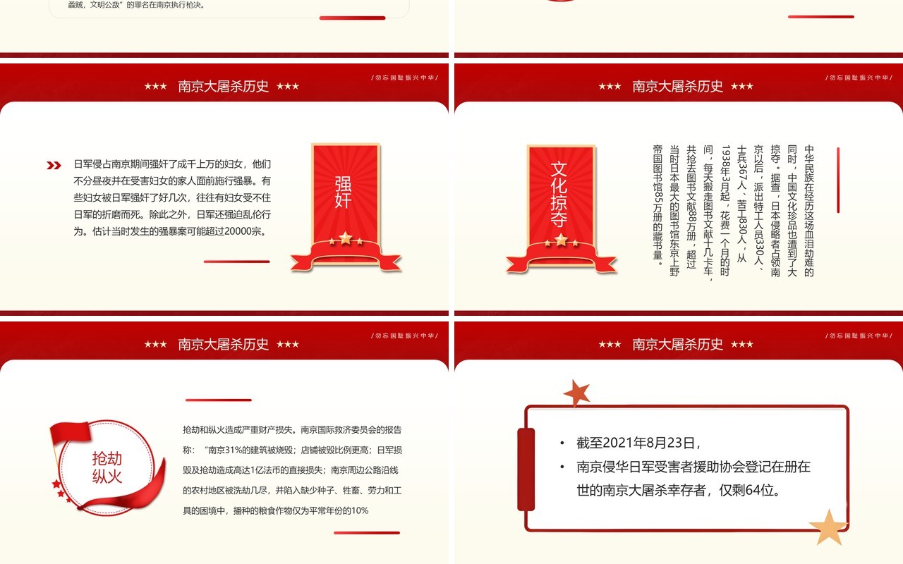 红色党政风国家公祭日勿忘国耻PPT模板