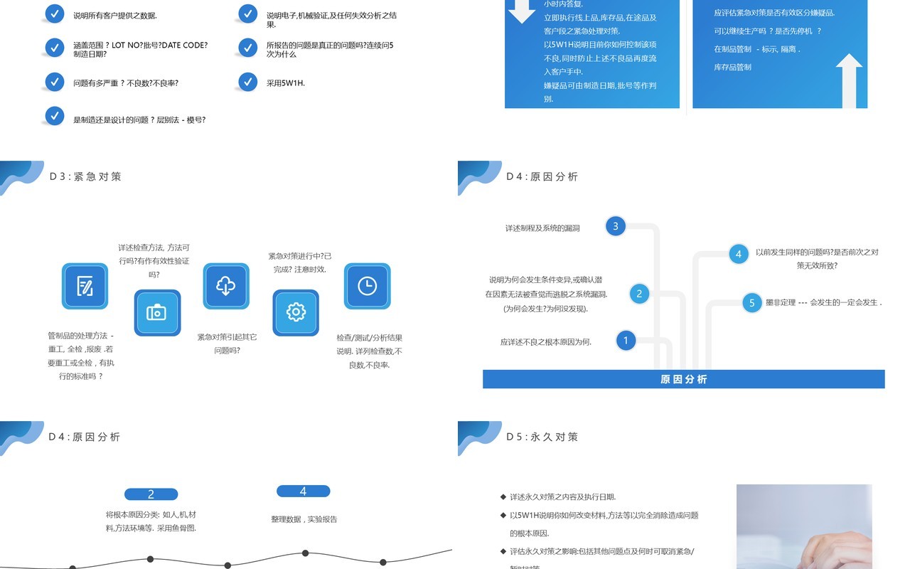 蓝色简约风8D报告范文PPT模板