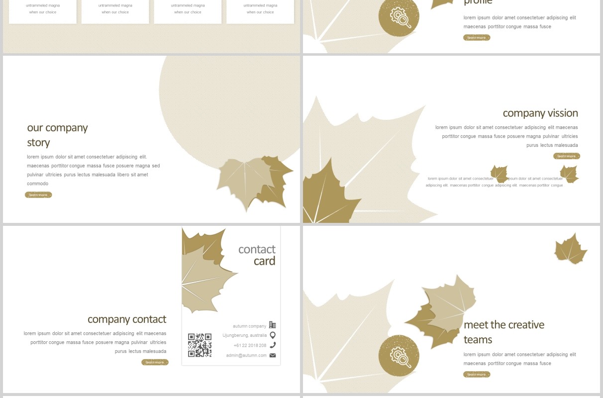 秋叶图形公司介绍PPT模板版式设计Autumn leaves Powerpoint Template