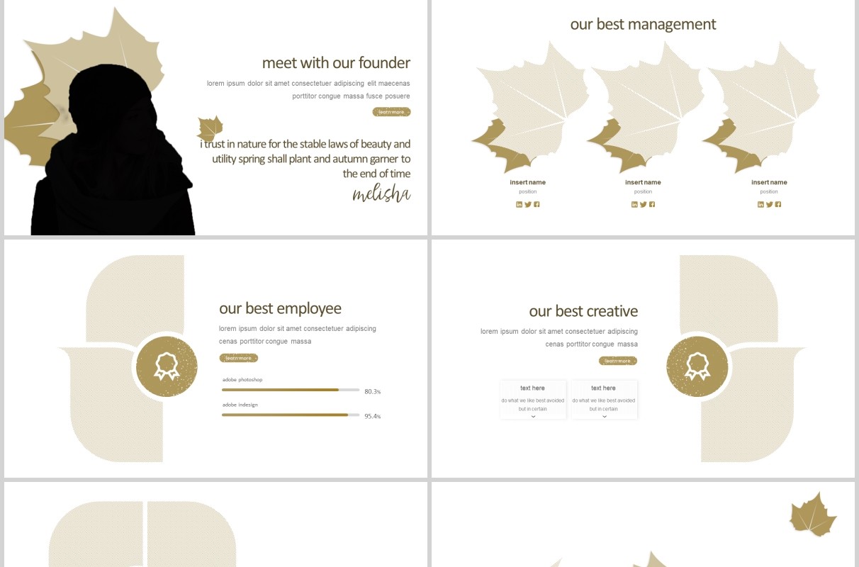 秋叶图形公司介绍PPT模板版式设计Autumn leaves Powerpoint Template