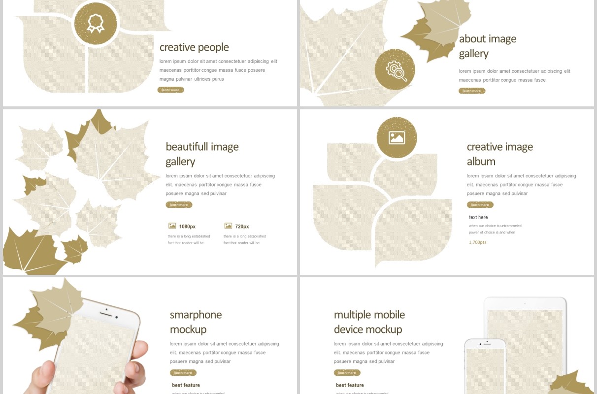 秋叶图形公司介绍PPT模板版式设计Autumn leaves Powerpoint Template