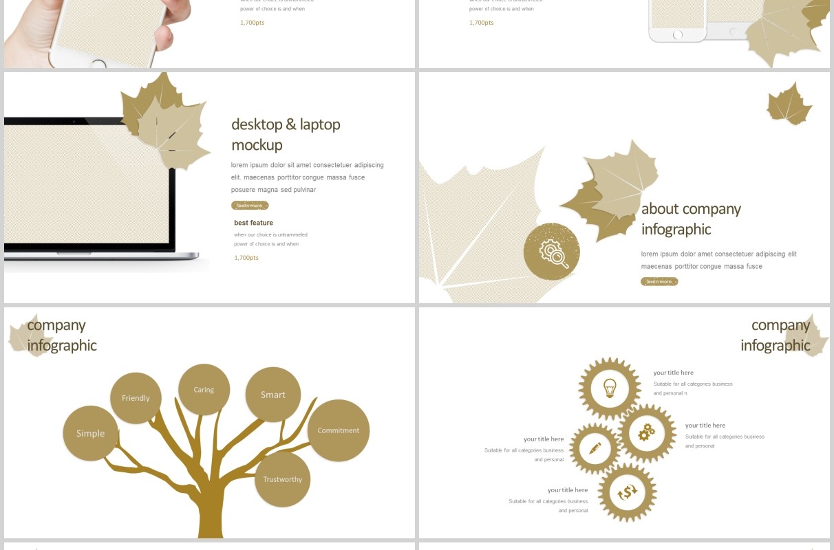 秋叶图形公司介绍PPT模板版式设计Autumn leaves Powerpoint Template