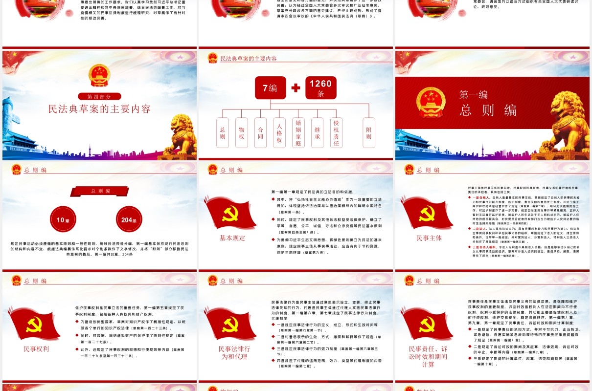 中华人民共和国民法典草案学习解读党建党课PPT模板