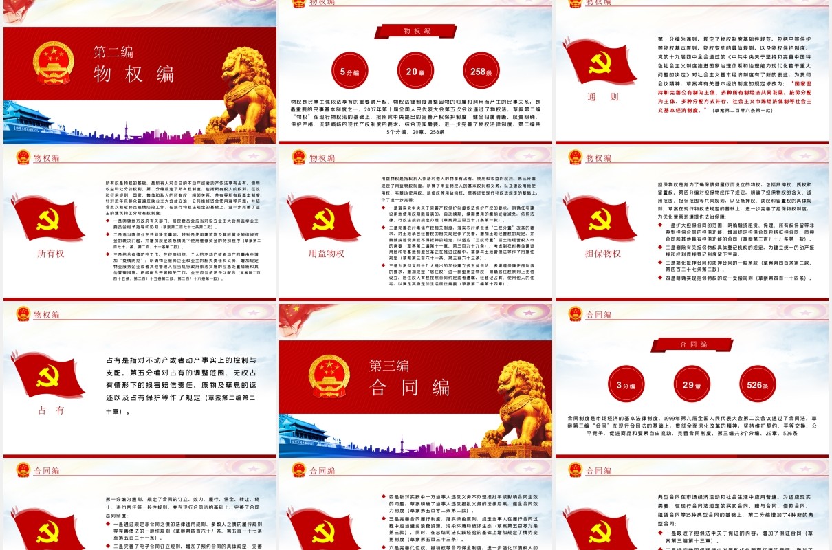 中华人民共和国民法典草案学习解读党建党课PPT模板
