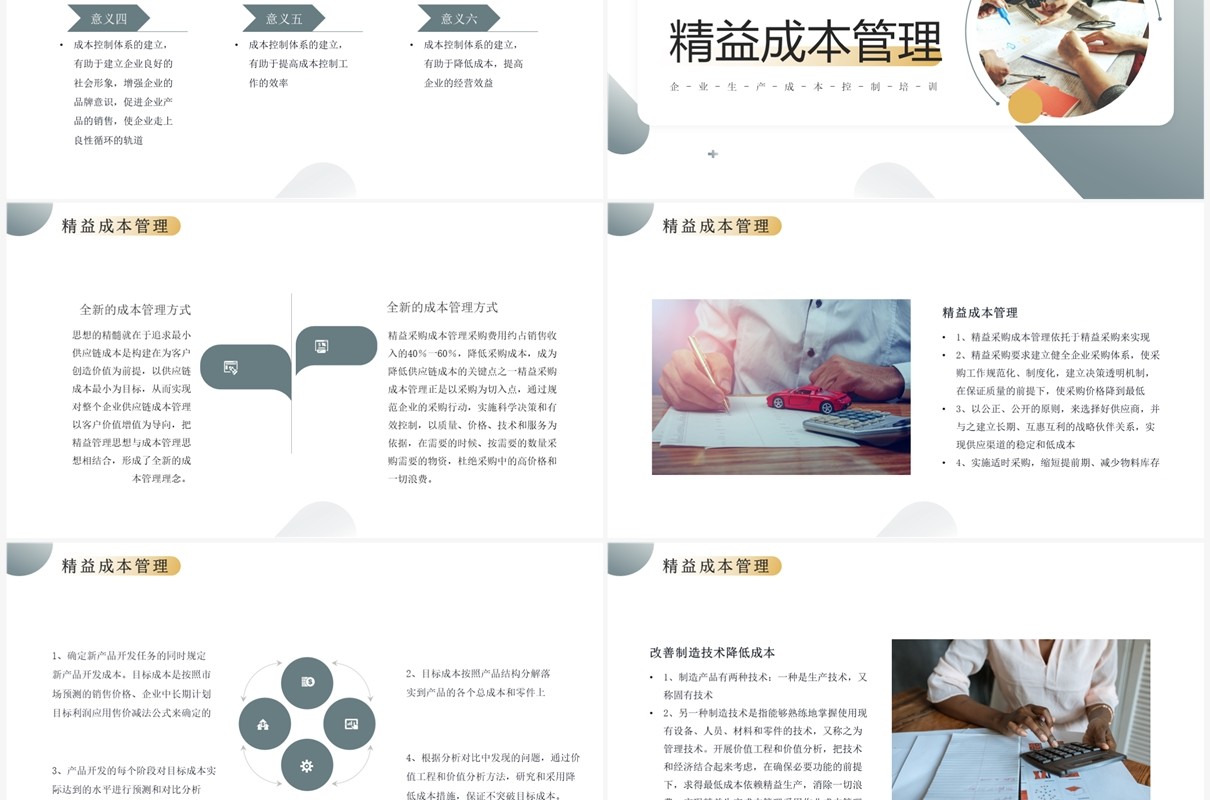 绿色简约风企业生产成本预算控制PPT模板