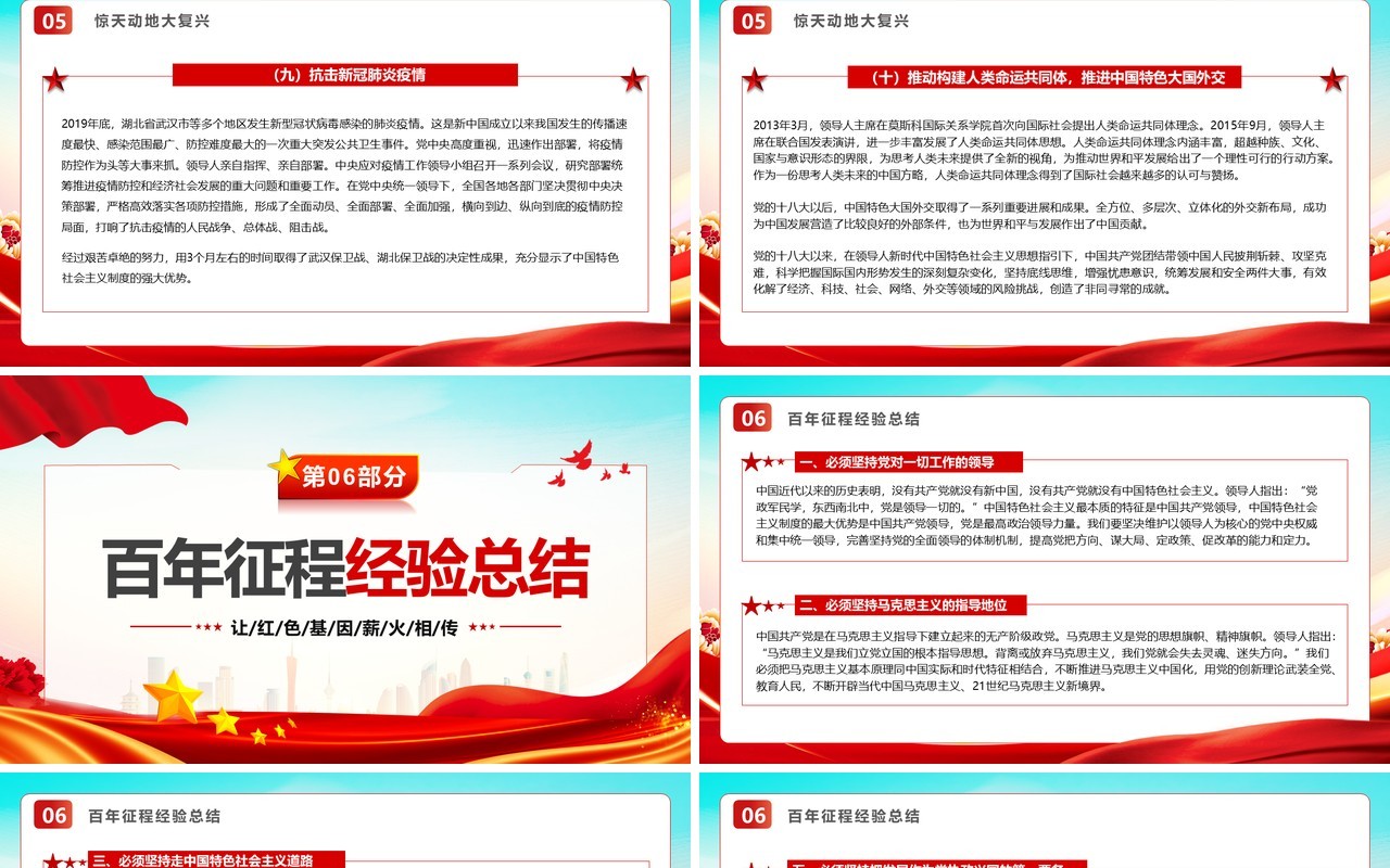 红色党政风学习党史不忘初心PPT模板