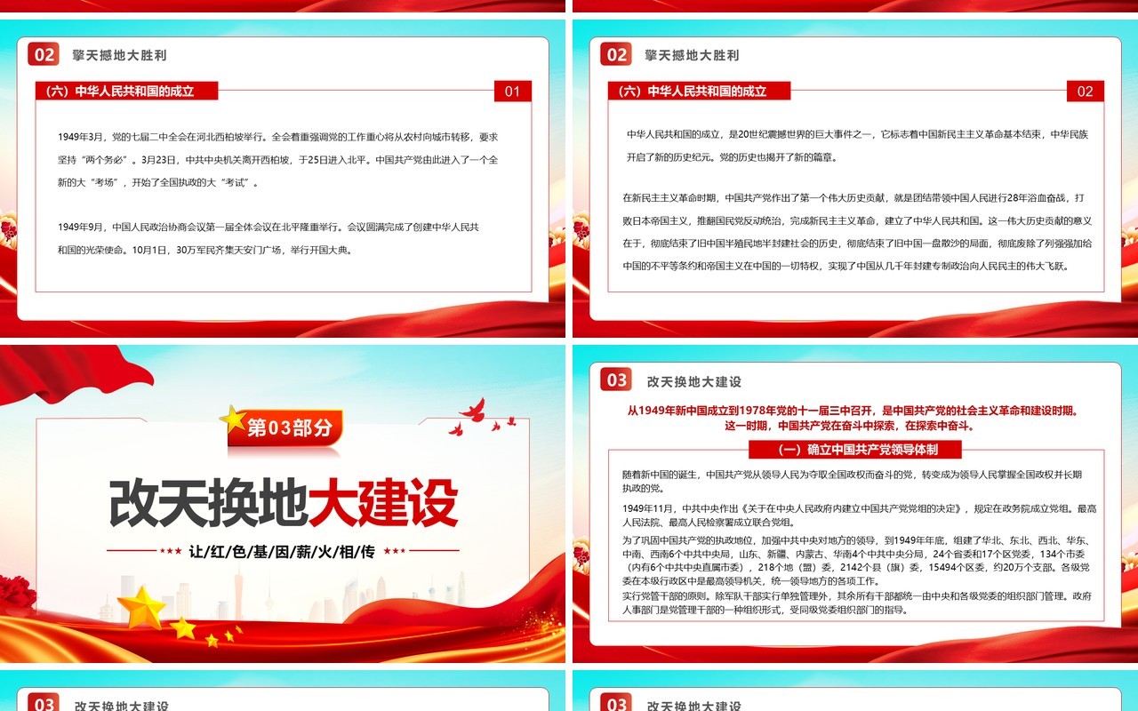 红色党政风学习党史不忘初心PPT模板