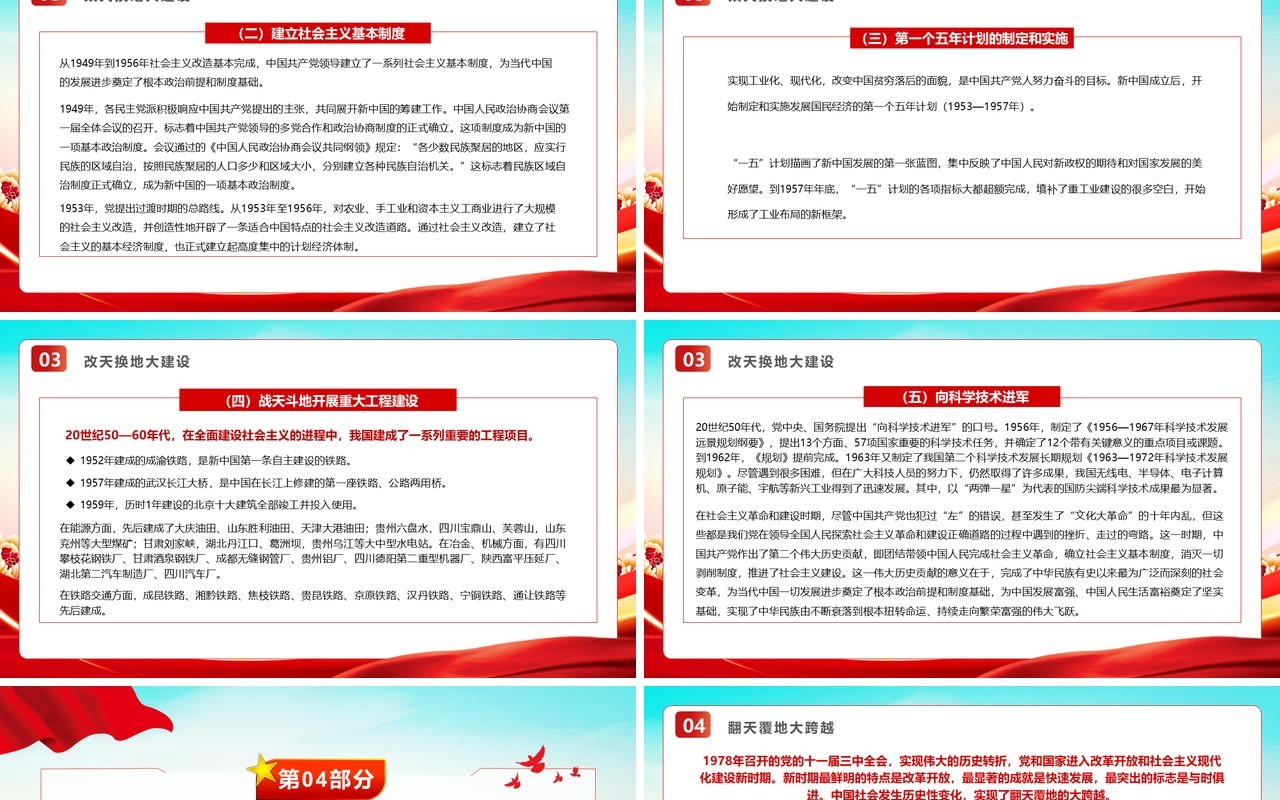 红色党政风学习党史不忘初心PPT模板