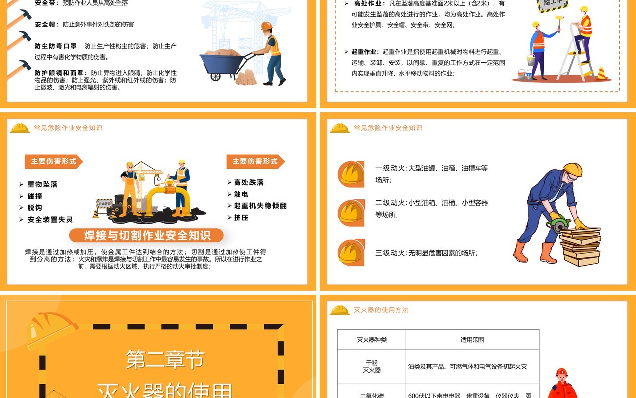 黄色卡通风生产企业三级安全教育培训宣传PPT模板