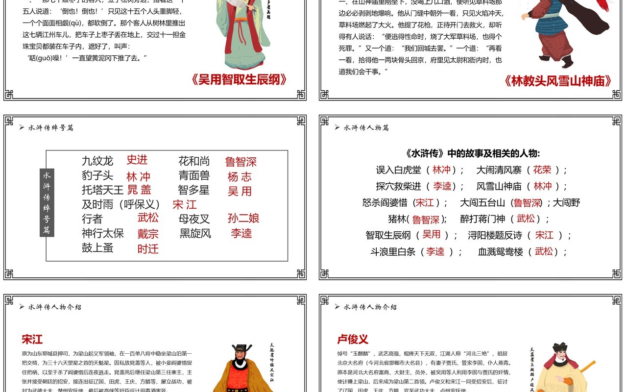 语文课件四大名著之水浒传教学课件PPT模板