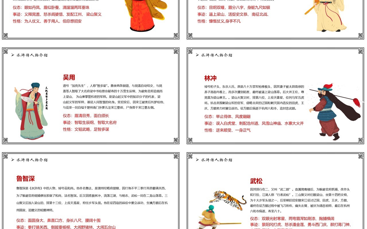 语文课件四大名著之水浒传教学课件PPT模板