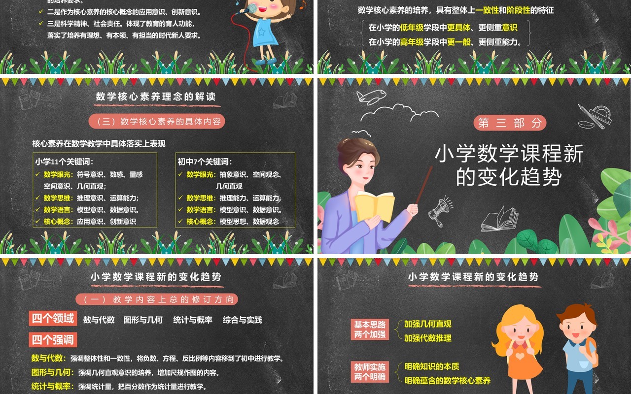 黑板卡通风义务教育教学课程标准PPT模板