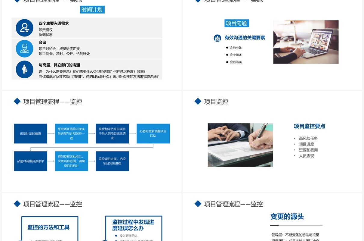 蓝色商务风如何做好项目管理PPT模板