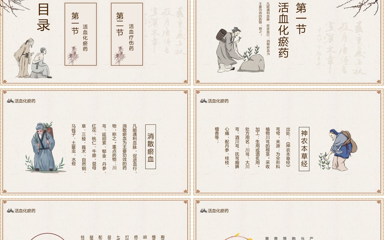 中医养生药材活血化瘀药动态PPT模板