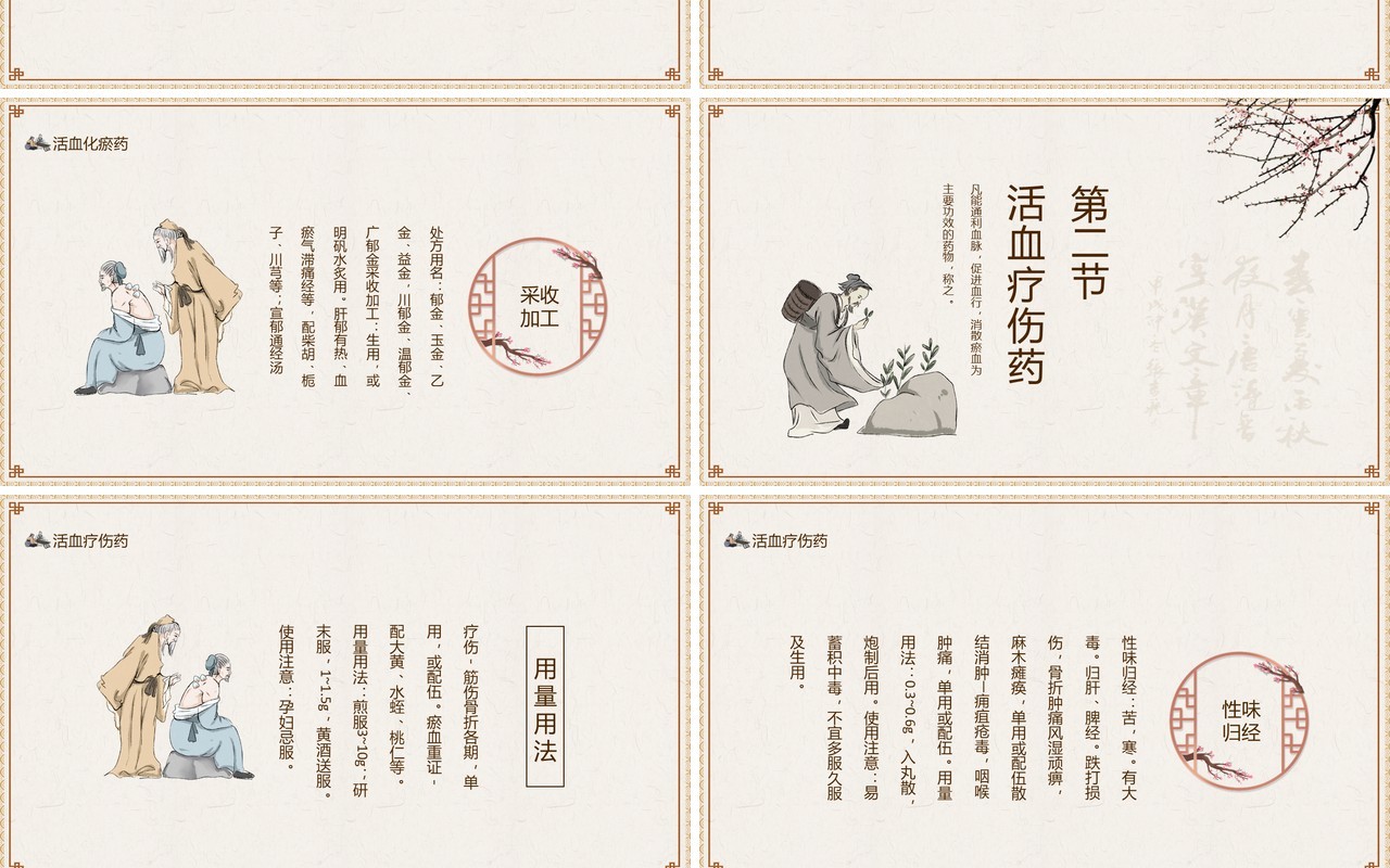 中医养生药材活血化瘀药动态PPT模板