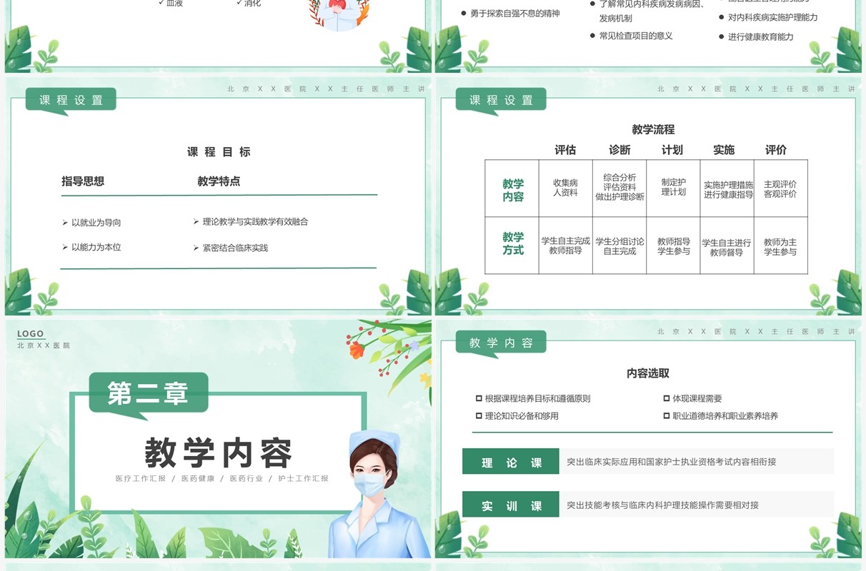绿色卡通风护理学基础说课PPT模板