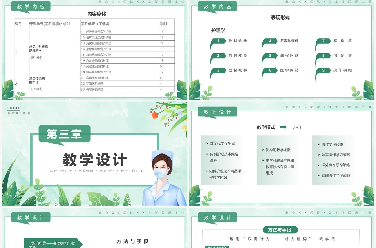 绿色卡通风护理学基础说课PPT模板
