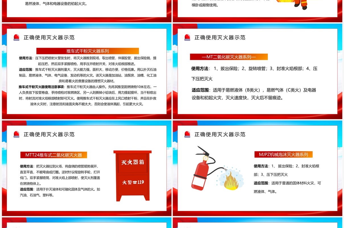 红色卡通风消防演练防范未然消防安全PPT模板