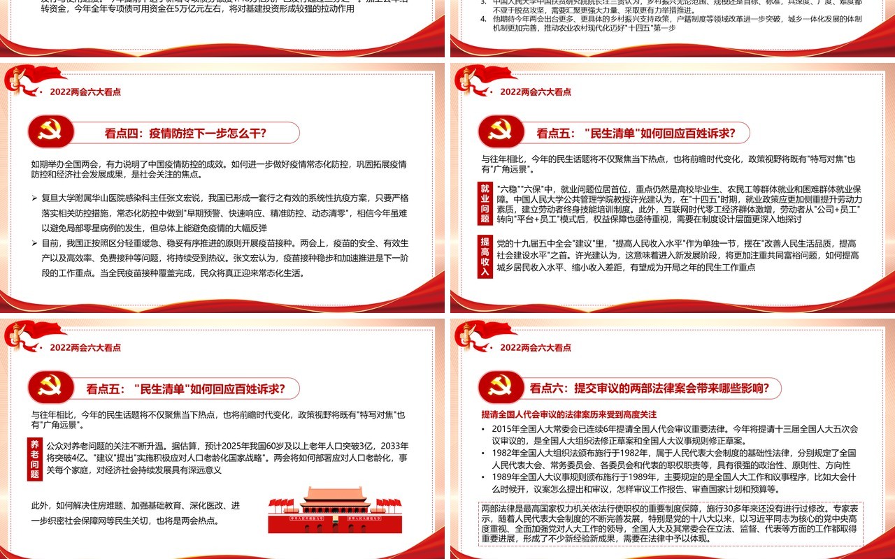 红色党政聚焦全国两会一起向未来PPT模板