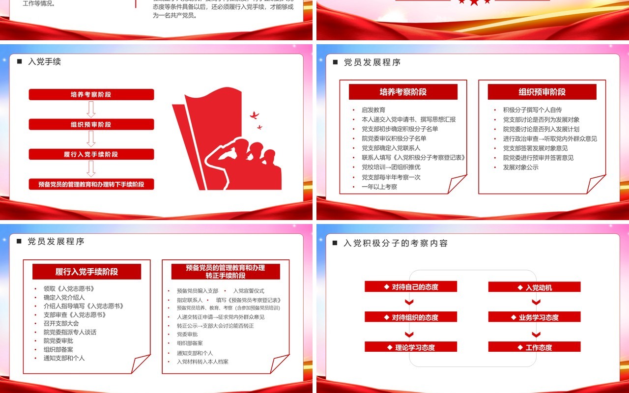 红色党政风入党启蒙教育PPT模板