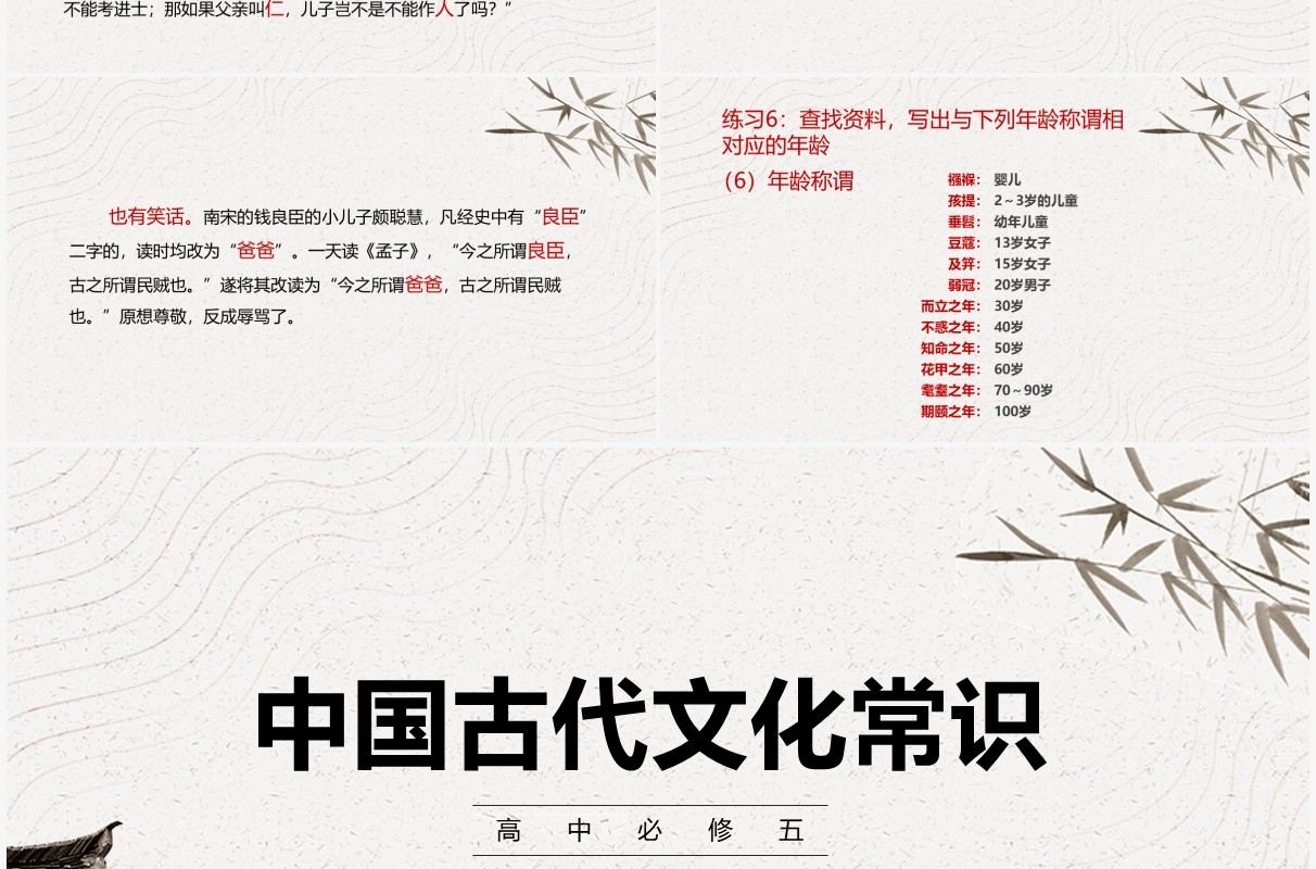 部编版高中语文必修五中国古代文化常识课件PPT模板