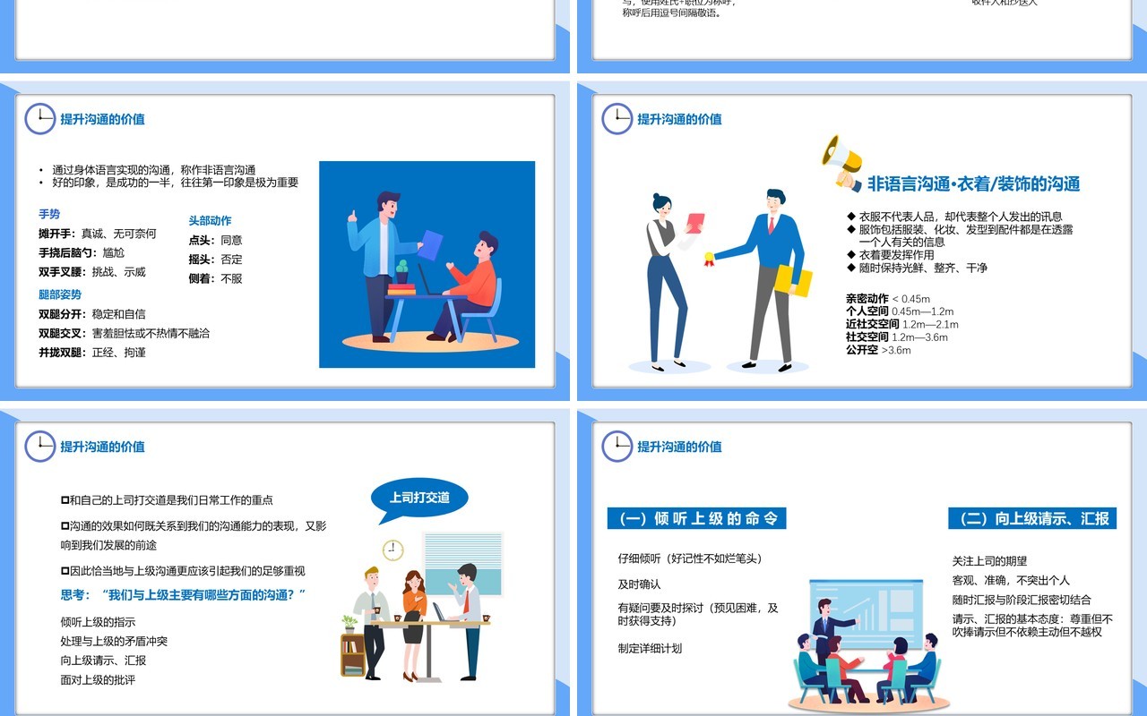 蓝色扁平风企业员工有价值的沟通培训管理PPT模板