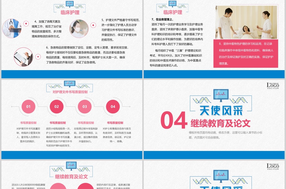 天使风采护士长述职年终工作总结PPT模板