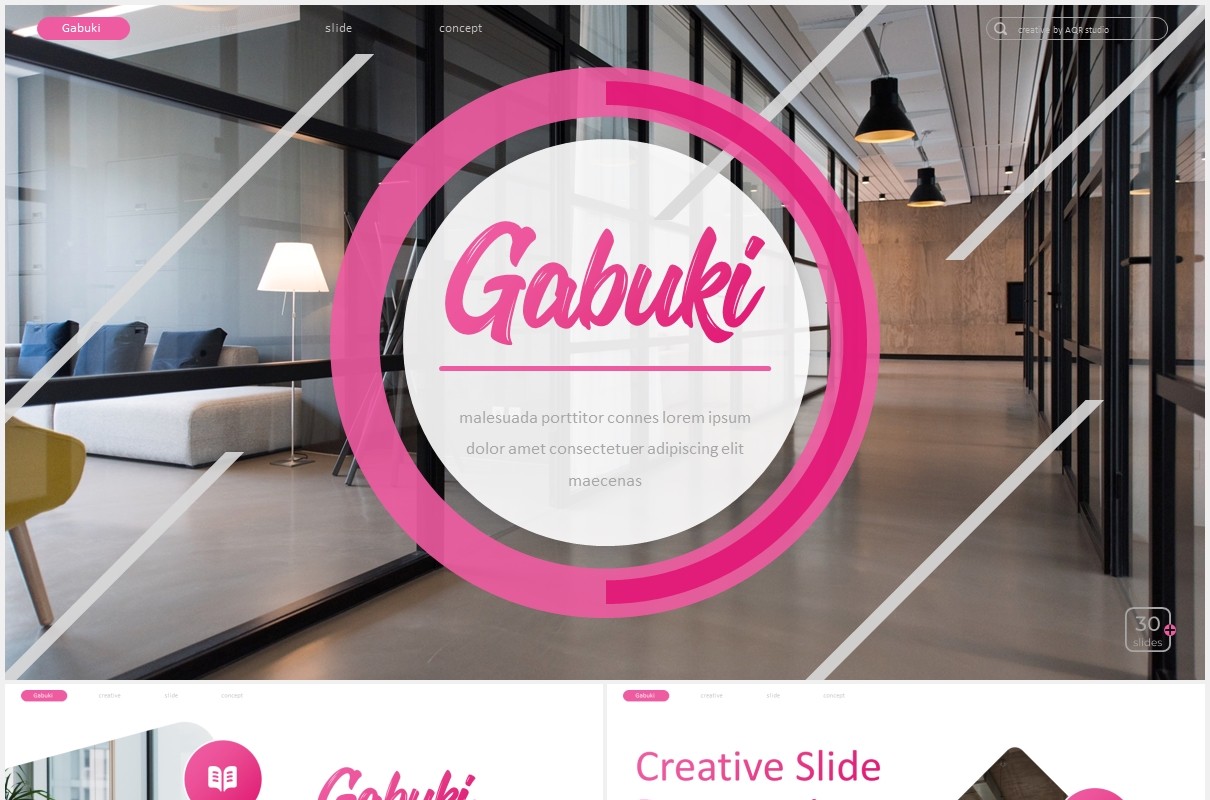 粉色公司宣传个人工作述职报告PPT模板Gabuki Powerpoint