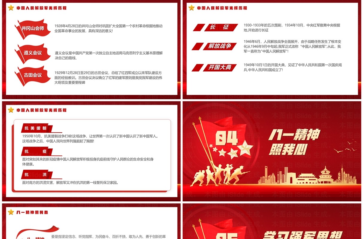 红色党政风八一建军讲党课PPT模板