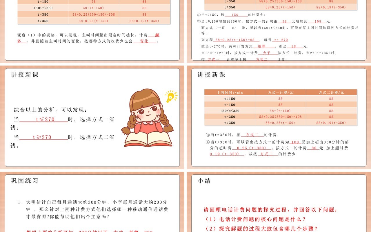 部编版七年级数学上册电话计费问题课件PPT模板
