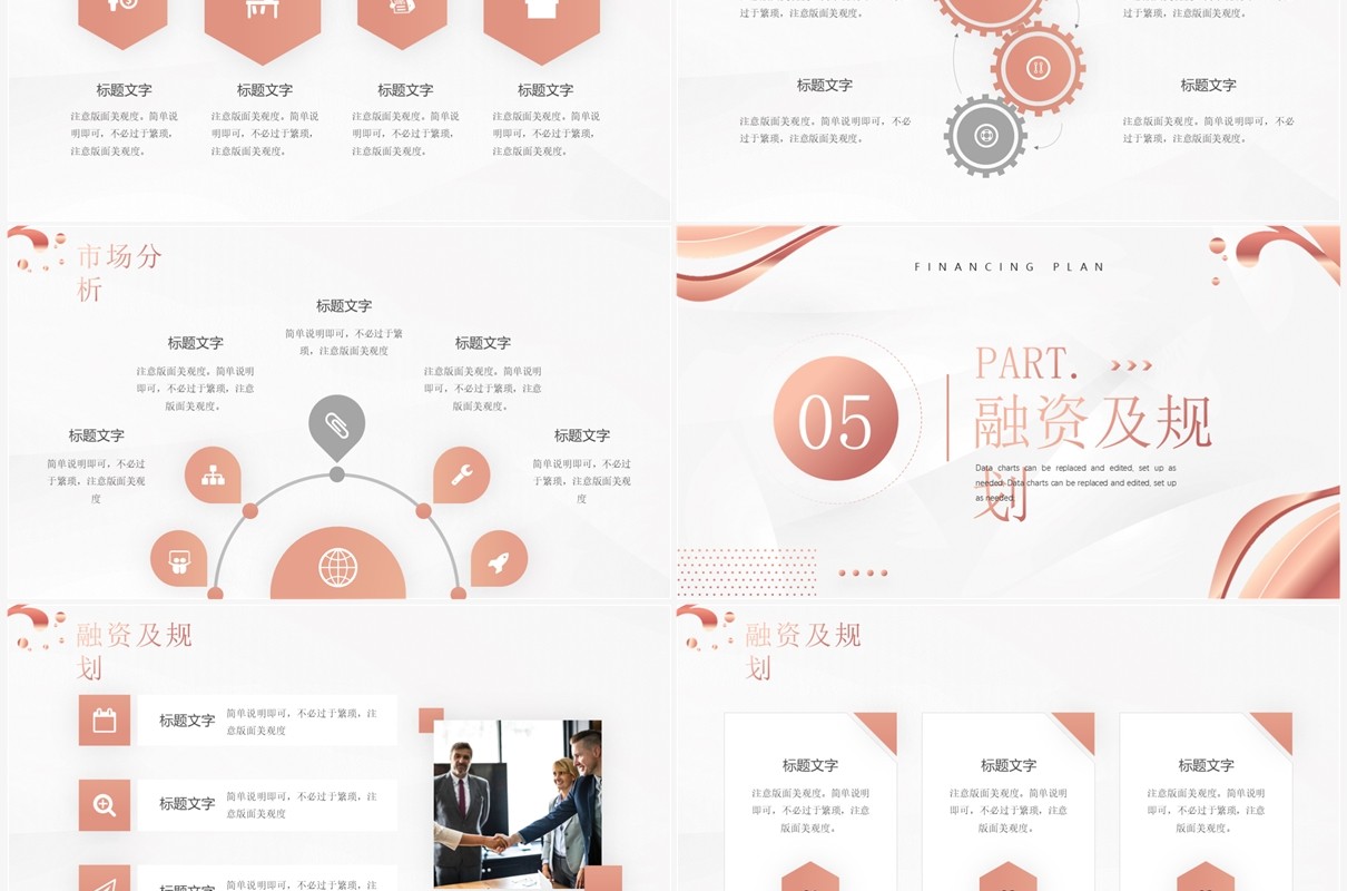 玫瑰金商务风商业项目计划书PPT模板
