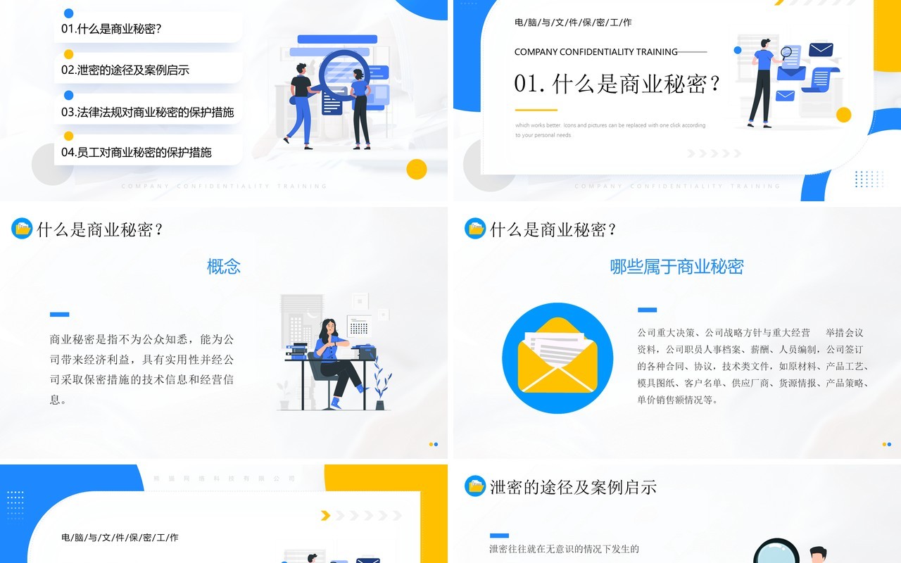 蓝色简约风公司保密知识培训PPT模板