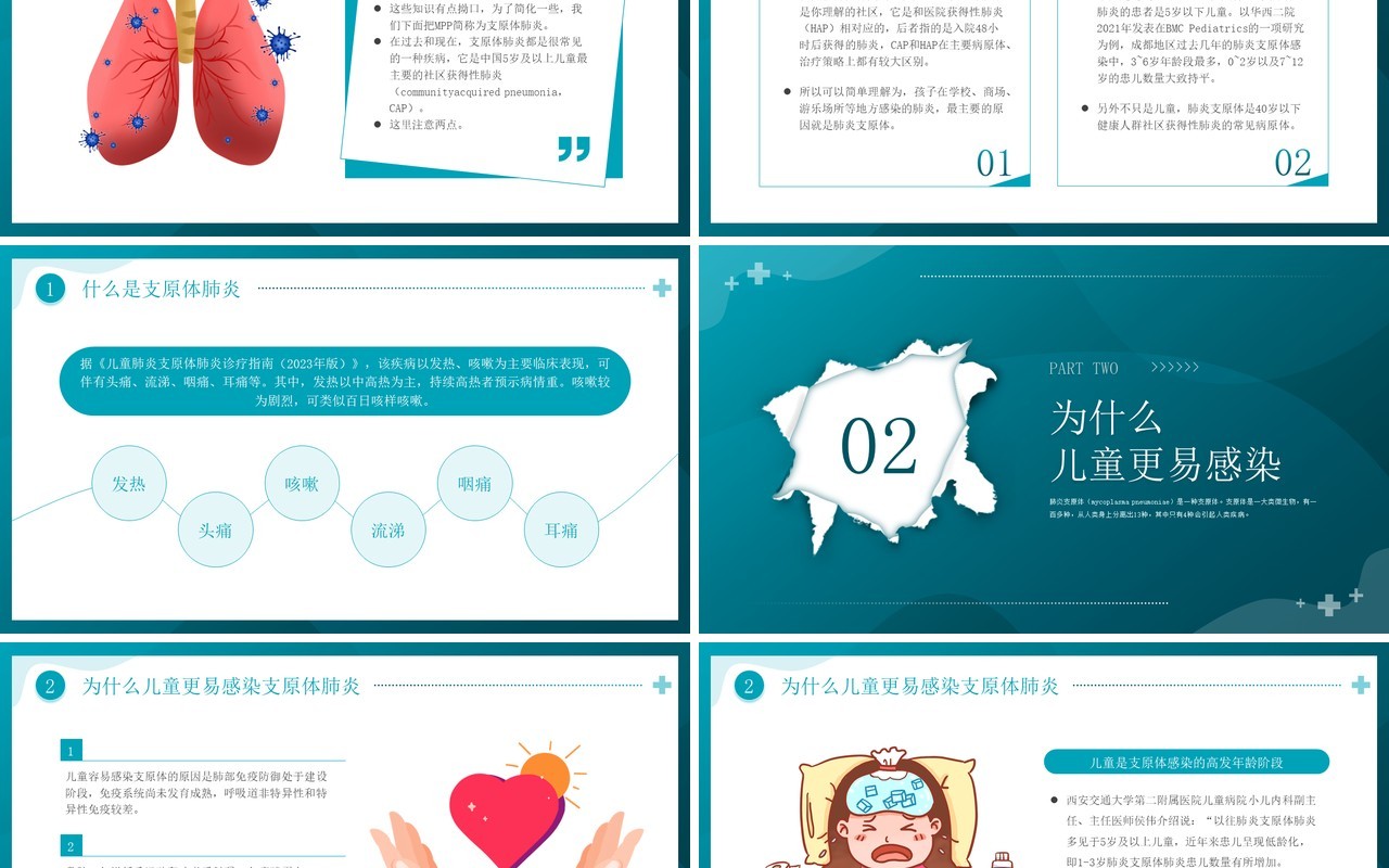 蓝色简约预防支原体肺炎PPT模板