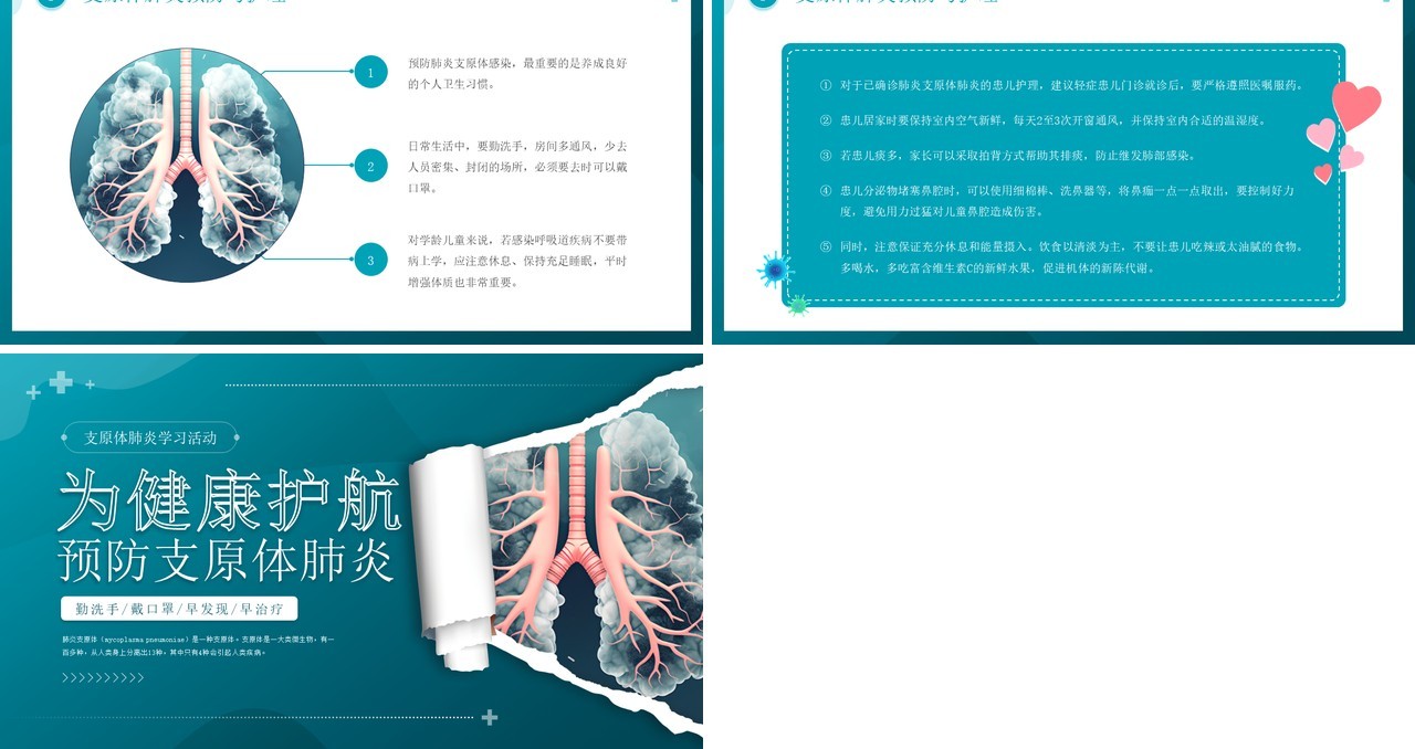 蓝色简约预防支原体肺炎PPT模板