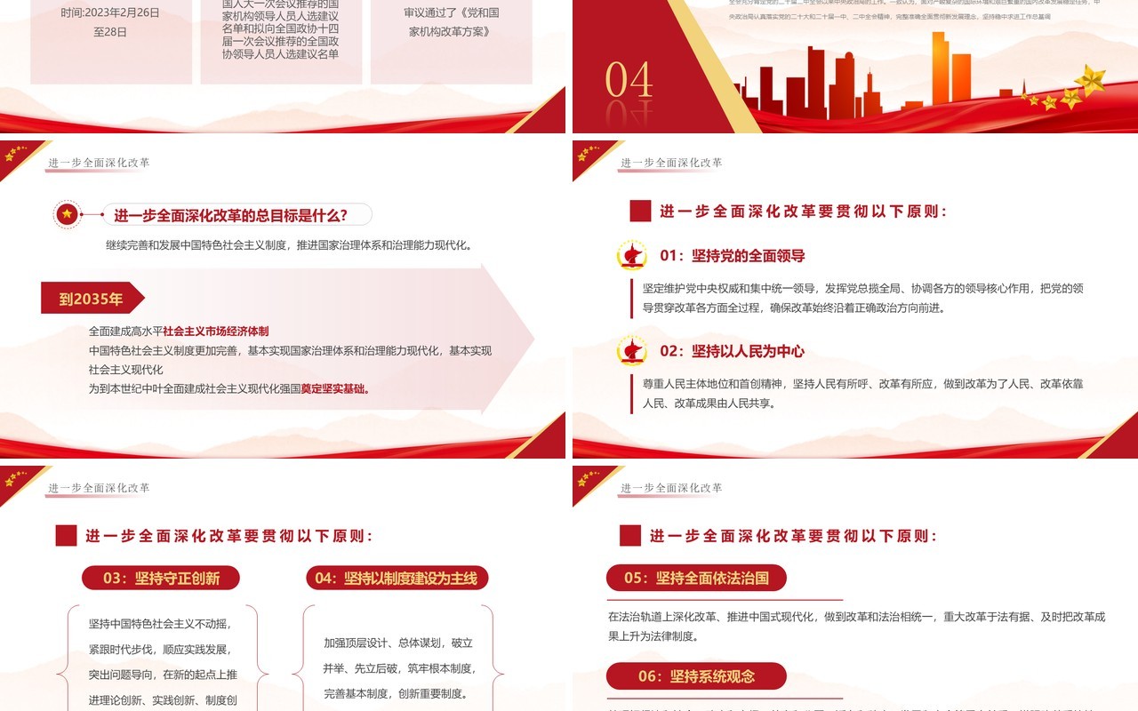 红色简约风二十届三中全会知识点PPT模板