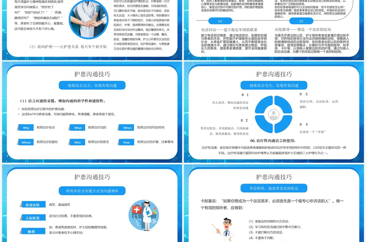 蓝色卡通风护患沟通技巧培训PPT模板