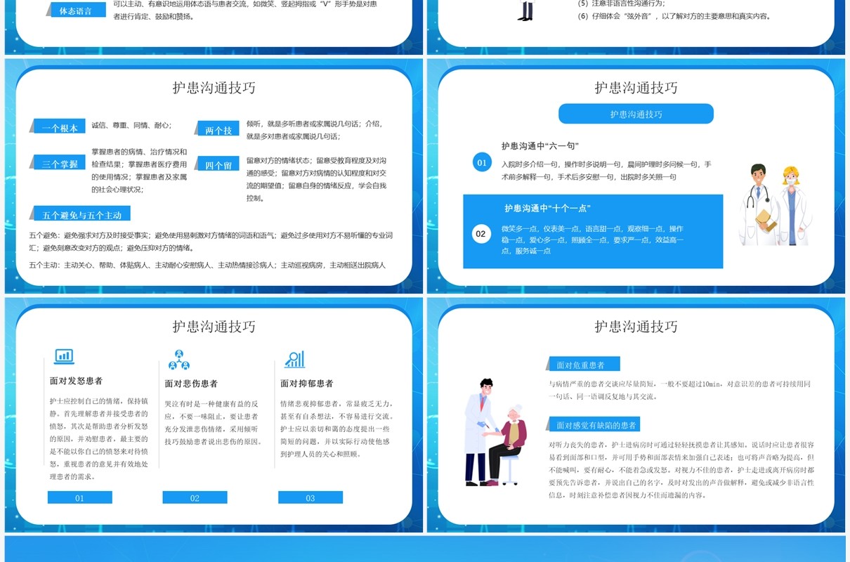 蓝色卡通风护患沟通技巧培训PPT模板