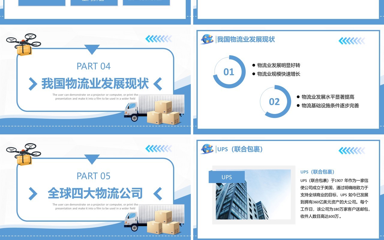 蓝色简约物流专业介绍PPT模板