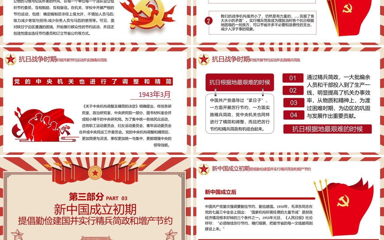 简约党政风党在历史上是如何过紧日子的党课党建PPT模板