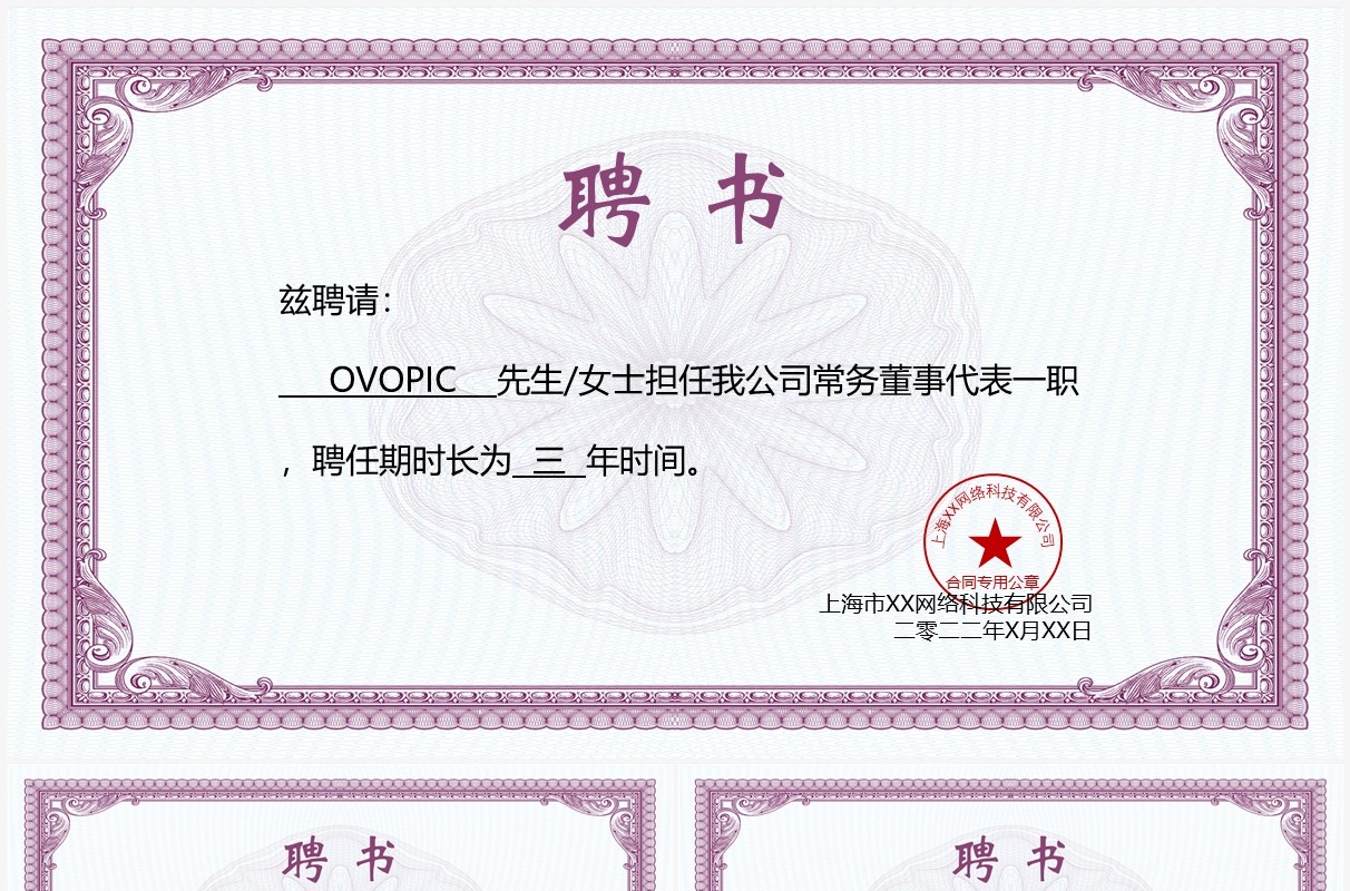 聘书合集PPT模板