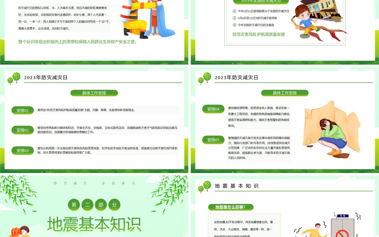绿色防范灾害风险护航高质量发展PPT模板