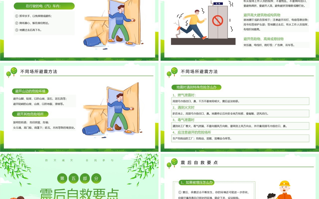 绿色防范灾害风险护航高质量发展PPT模板