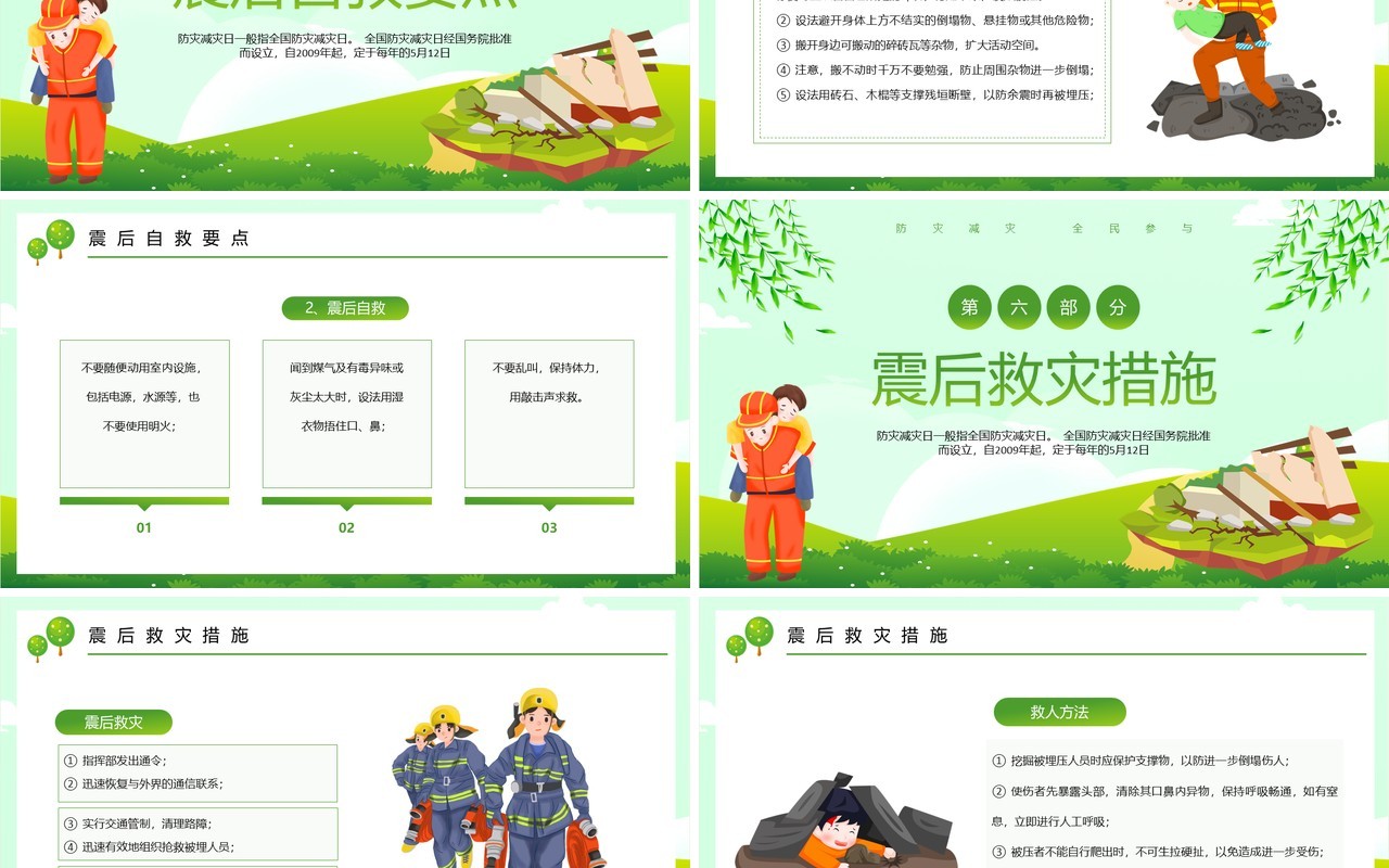 绿色防范灾害风险护航高质量发展PPT模板