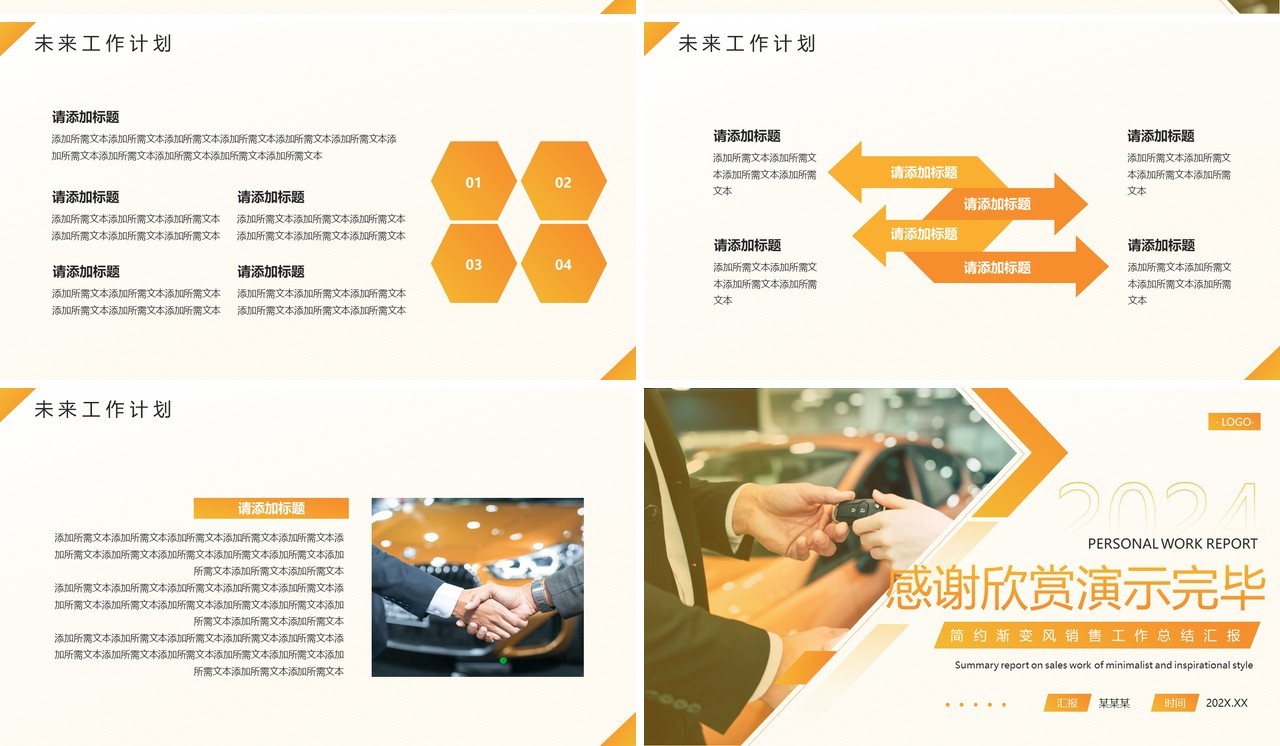 橙色简约风销售工作总结PPT模板