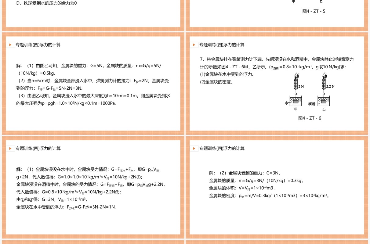 部编版八年级物理下册浮力的计算课件PPT模板