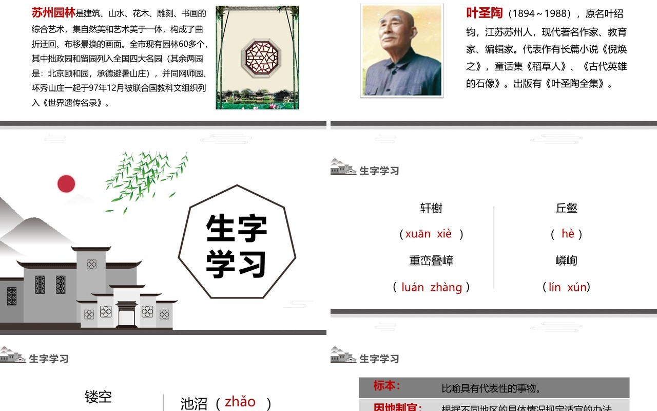 部编版八年级语文上册苏州园林课件PPT模板