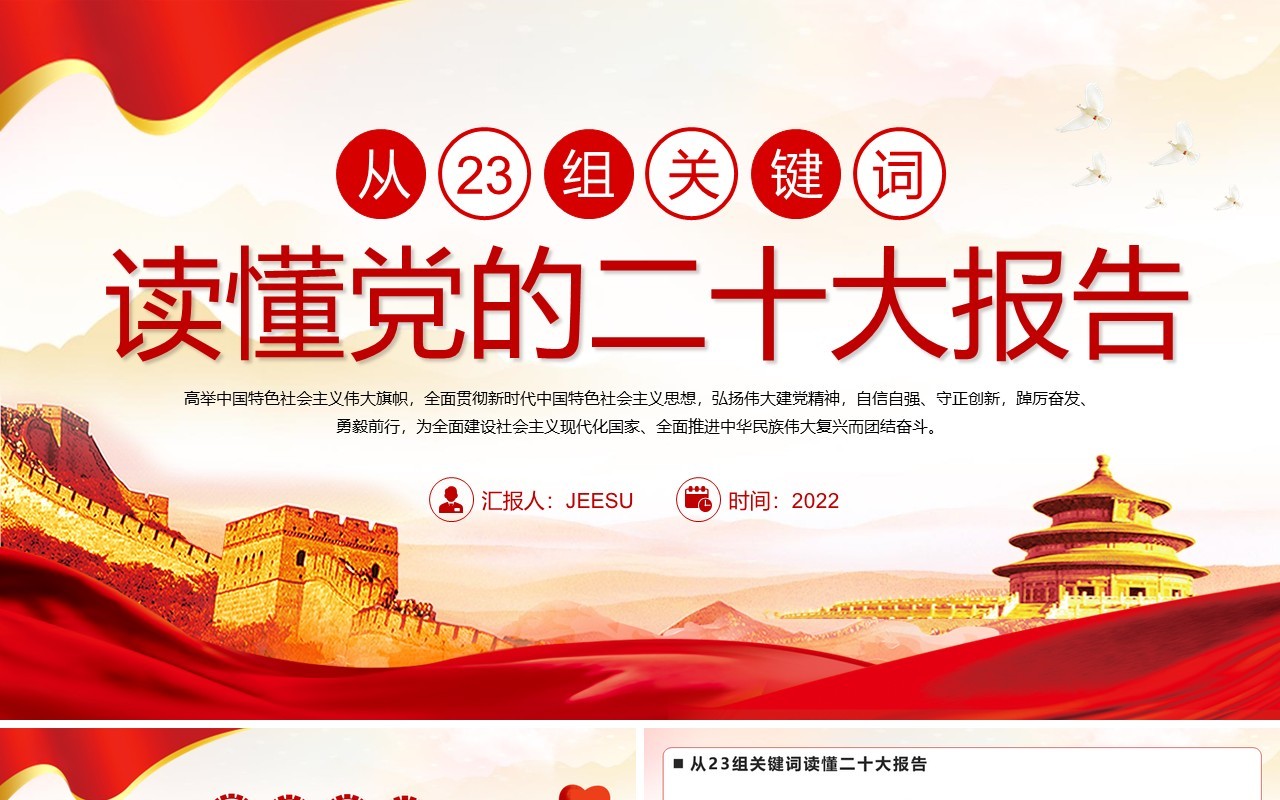 从23组关键词读懂二十大报告PPT模板