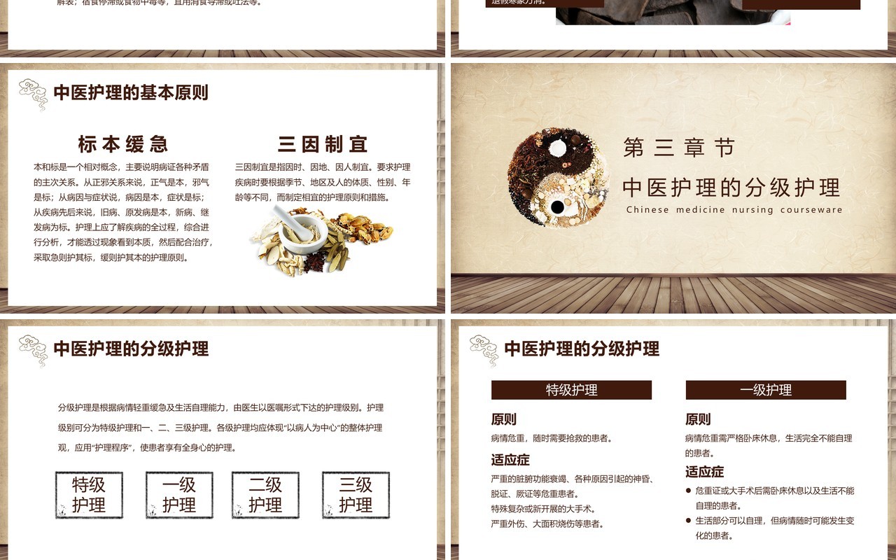 中国风中医中草药护理养生保健宣传PPT模板